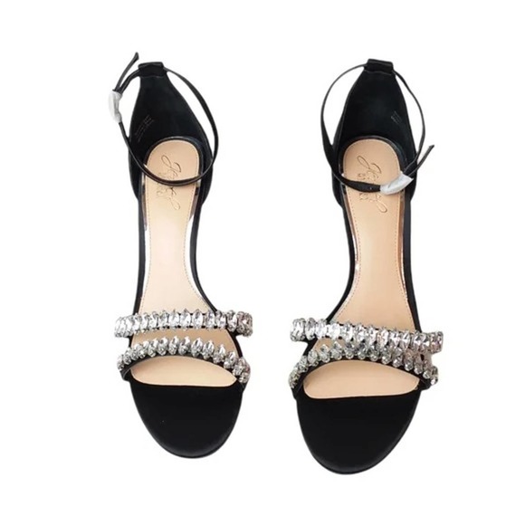 NWOB  Jewel Badgley Mischka Black Jeweled MELANIA Strappy Sandals 8.5 - Picture 8 of 11